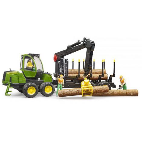 BRUDER - TRACTOR FORESTIER JOHN DEERE 1210E CU GRAIFER SI 4 BUSTENI - imagine 7